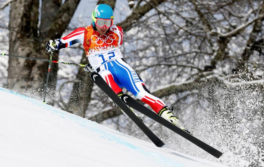 Mathieu Faivre, lors de la première manche du slalom Géant aux Jeux Olympiques de Sotchi