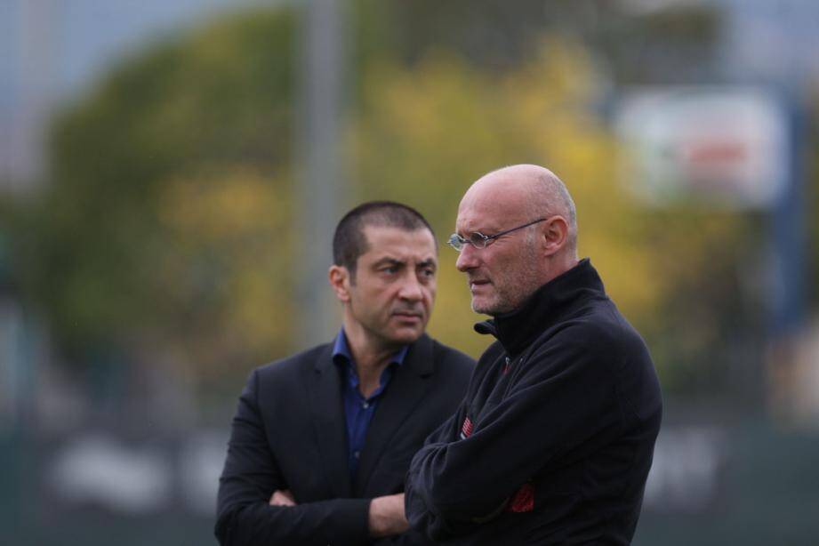 Le manager et le président du RCT, Bernard Laporte et Mourad Boudjellal.