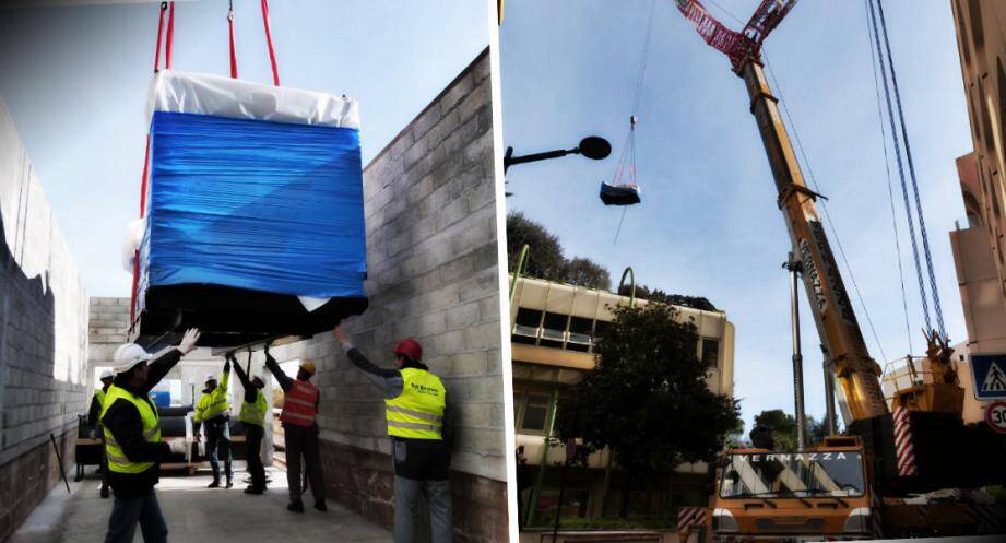 Une grue de 400 tonnes a été nécessaire pour déposer les deux groupes électrogènes sur le toit du bâtiment.