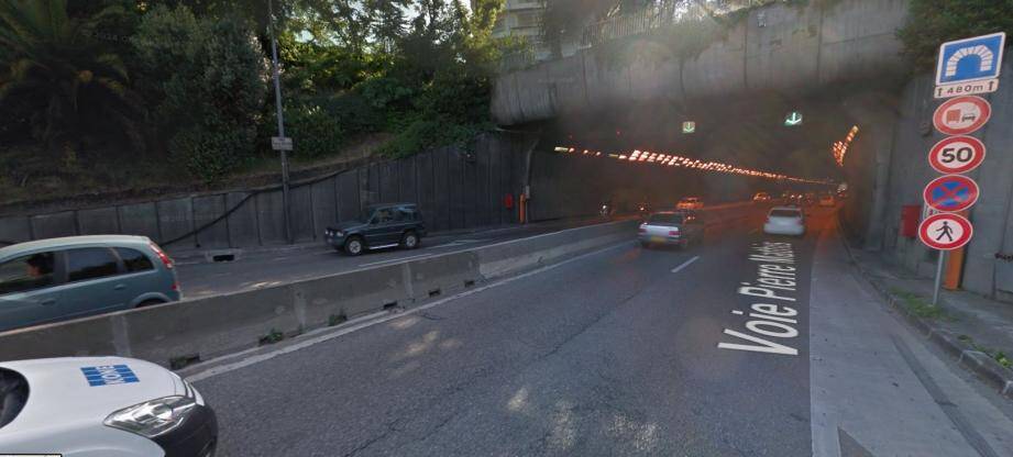 L'entrée du tunnel Malraux sur la voie Mathis à Nice