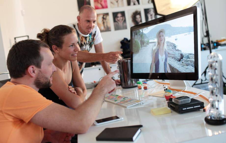 Yann Forhan, Lorie et Anthony Starace en plein montage du clip de Joyy à Nice.