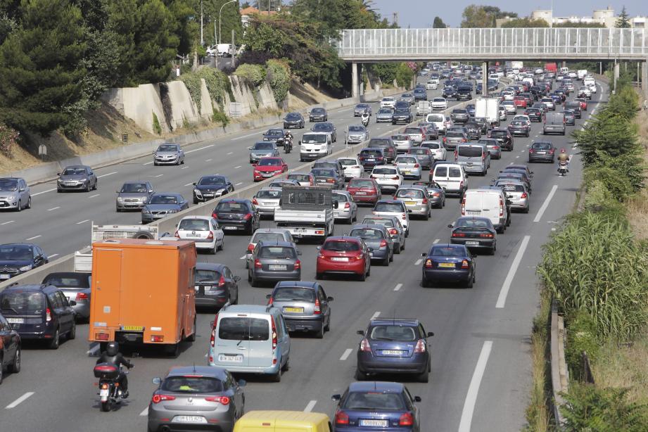 Bouchon sur l'A8, illustration.