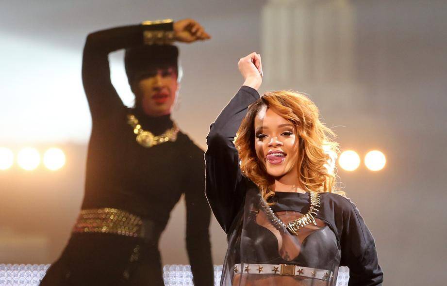 Rihanna en concert à Berlin, en Allemagne.