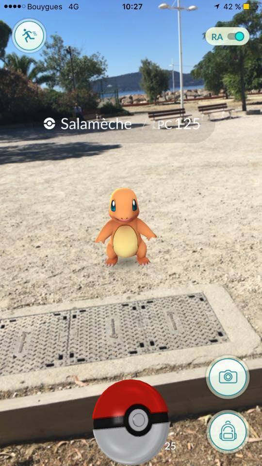 Ici, un Pokémon Salamèche capturé au Mourillon!