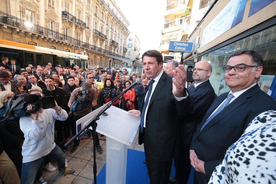 Christian Estrosi lors de la réunion publique du 08 mai. 