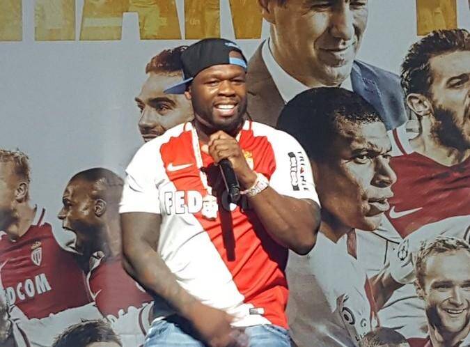 50 cent lors des célébrations du titre de l AS Monaco ce dimanche.