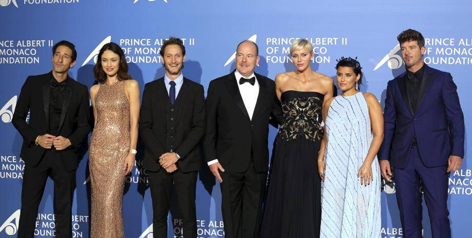 1er Gala pour l'océan de Monte-Carlo, terrasse de l'opéra de Monte-Carlo organisé par la fondation Leonardo Di Caprio et la fondation Albert-II -Adrien Brody, Olga Kurylenko, Lior Suchard, Prince ALbert-II, Princesse Charlène, Nelly Furtado, Robin Thicke 