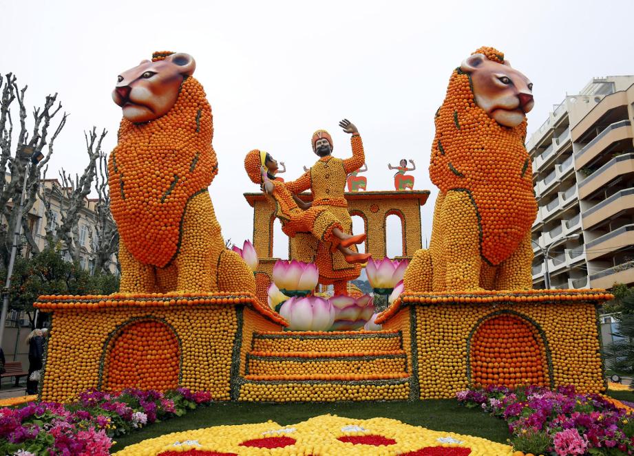 Fête du citron sur le thème Bollywood, inauguration des jardins Bioves, exposition des motifs d'agrumes