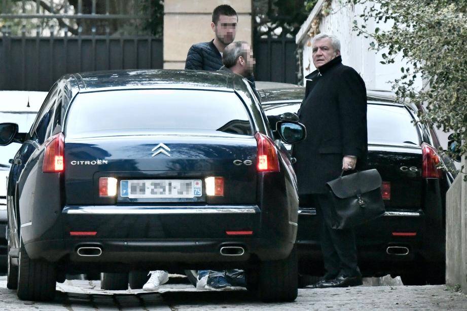 Me Thierry Herzog à son arrivée au domicile de l'ancien président de la République, jeudi, à l'issue de sa garde à vue.