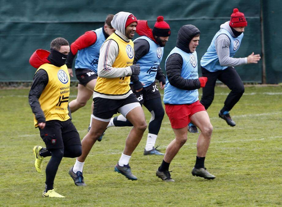 Les Toulonnais en préparation avant le match contre Lyon.