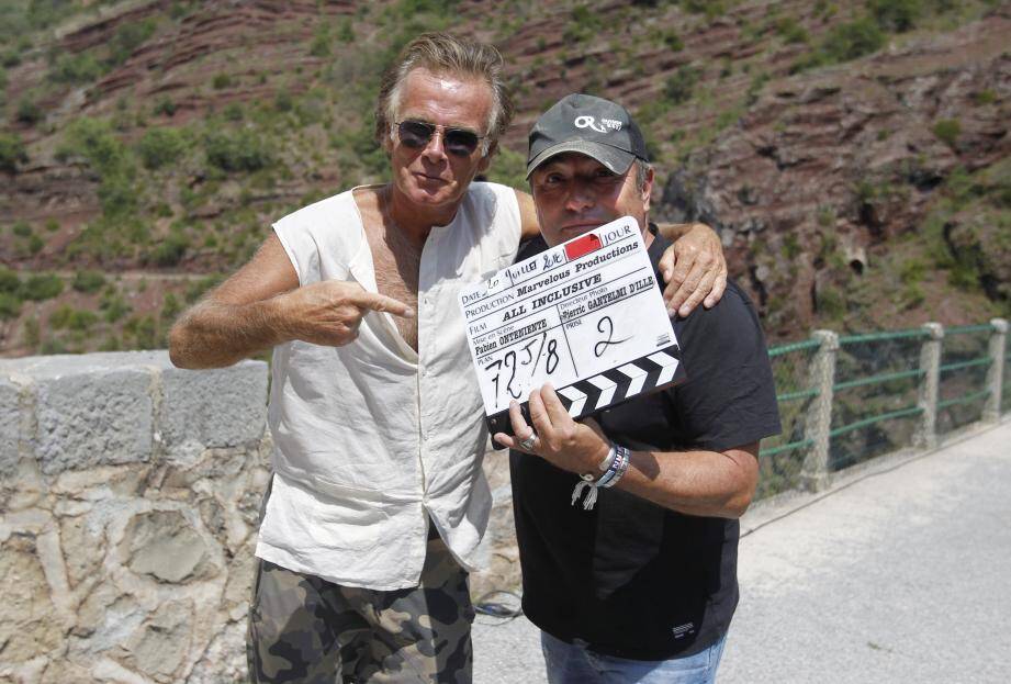 Franck Dubosc et Fabien Onteniente sur le tournage de leur nouveau film, "All Inclusive".