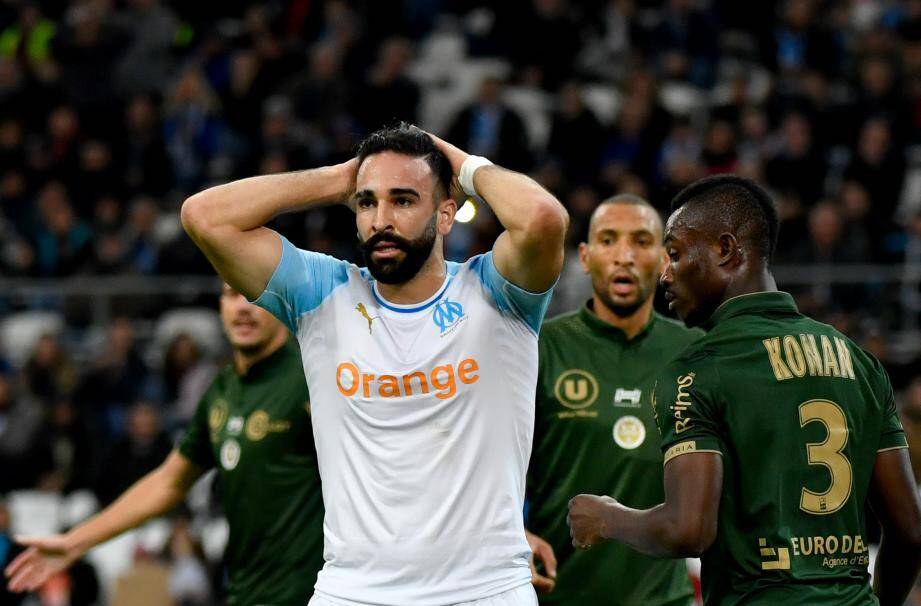 Adil Rami avec l'OM face à l'AS Monaco.