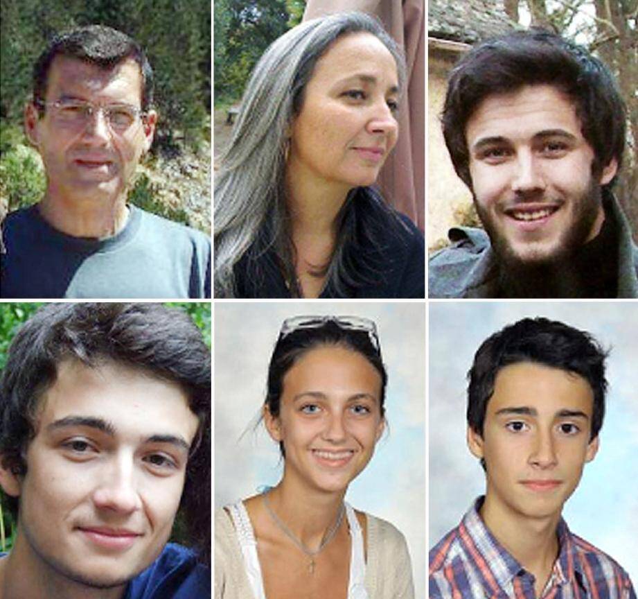 Xavier et Agnès Dupont de Ligonnès, et leurs quatre enfants. Montage fourni par la police le 21 avril 2011