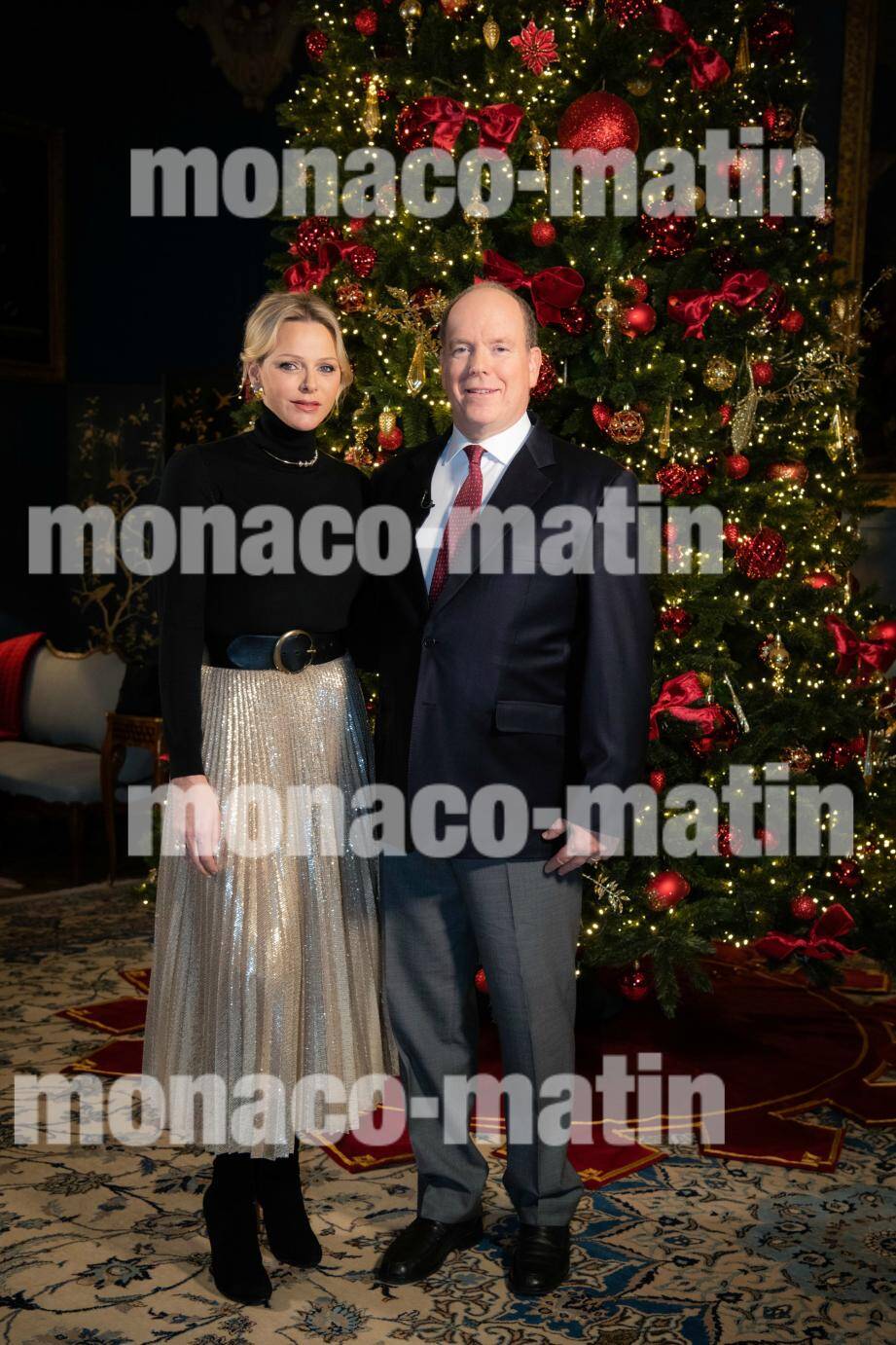 Le couple princier a adressé ses vœux depuis la Salle des Gardes du Palais princier.