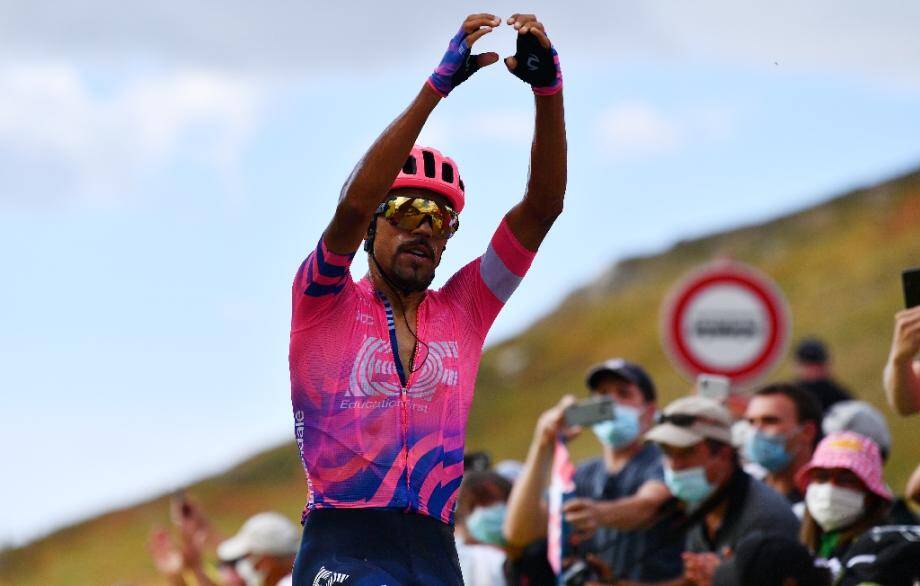 Le Colombien Daniel Martinez, vainqueur de la 13e étape du Tour de France, le 11 septembre 2020 au Puy Mary