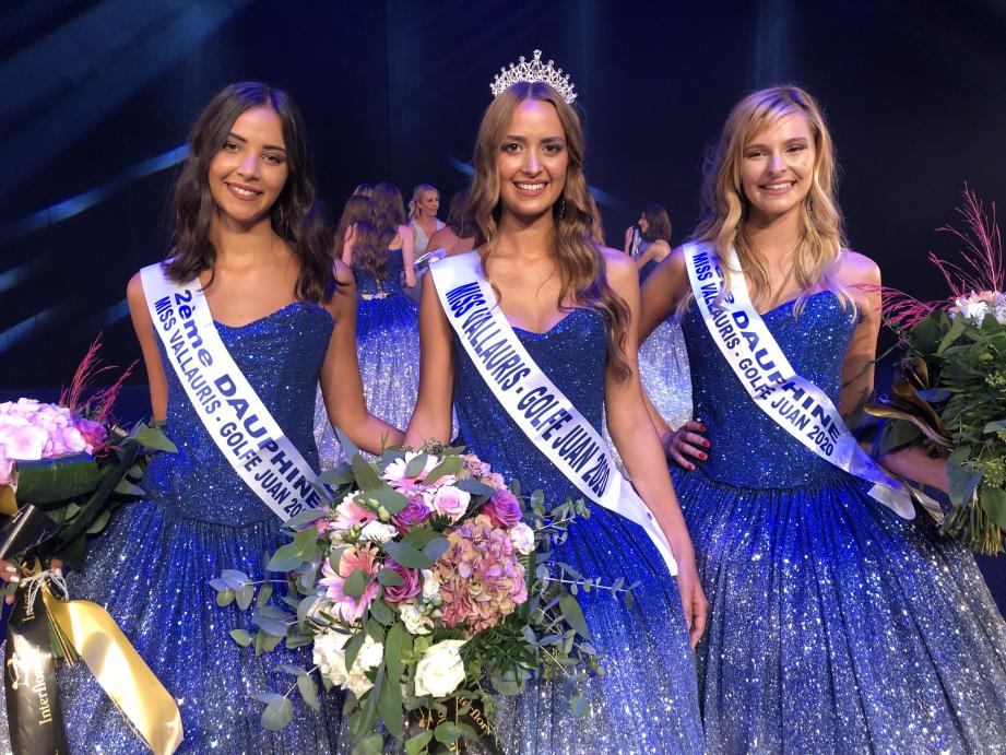 Tess Fournier-Daubord (au centre) élue Miss Vallauris-Golfe-Juan, hier soir, au Minotaure. Le jeune fille a devancé Océane Rey, première dauphine (à droite) et Laetitia Lacour, deuxième dauphine.