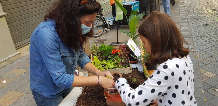 Isabelle Canal en plein atelier «potager de balcon».