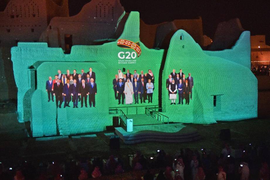 G20 est projetée sur un site historique en banlieue de la capitale saoudienne Ryad le 20 novembre 2020
