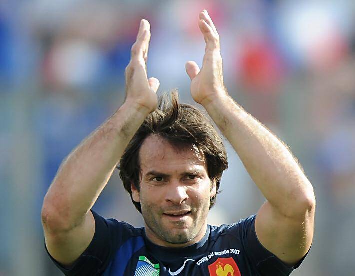 Christophe Dominici après avoir marqué lors du match de poules de la Coupe du monde 2007 face à la Géorgie, à Marseille, le 30 septembre 