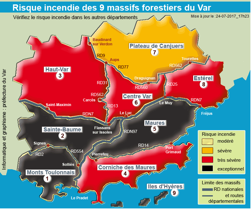 carte risque incendie var Le risque incendie reste très élevé ce mardi dans le Var   Var Matin