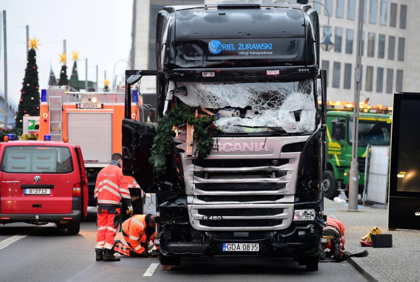 Le camion qui a dévasté le marché de Noël à Berlin. 