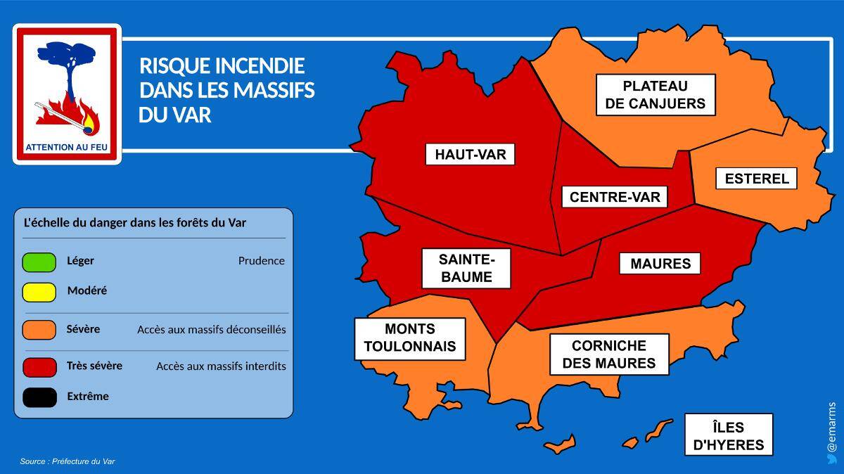 CARTE. Les accès à quatre massifs varois interdits ce vendredi à cause ...