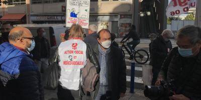 La patron de la CGT Philippe Martinez présent dans un rassemblement pour les personnels soignants à Nice