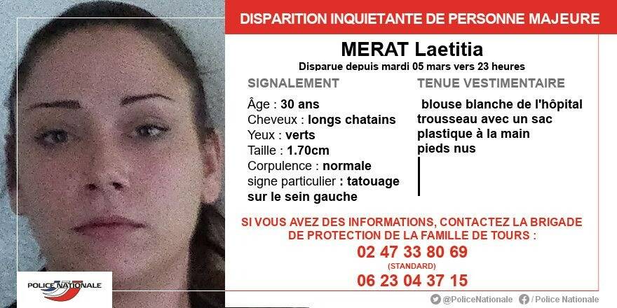 Elle marchait pieds nus et en blouse blanche, un appel à témoins lancé après la disparition inquiétante d'une jeune femme hospitalisée à Tours