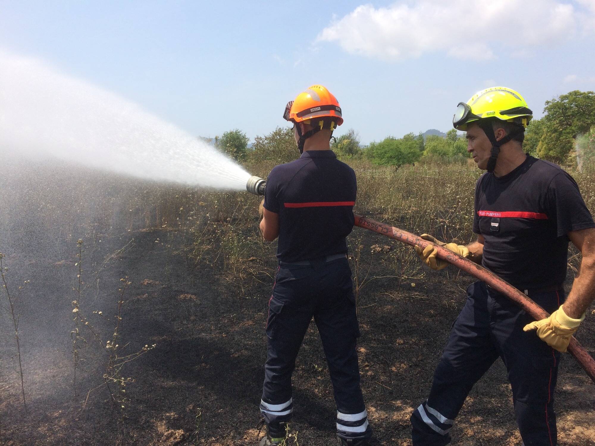 A fire breaks out in a field in Hyères