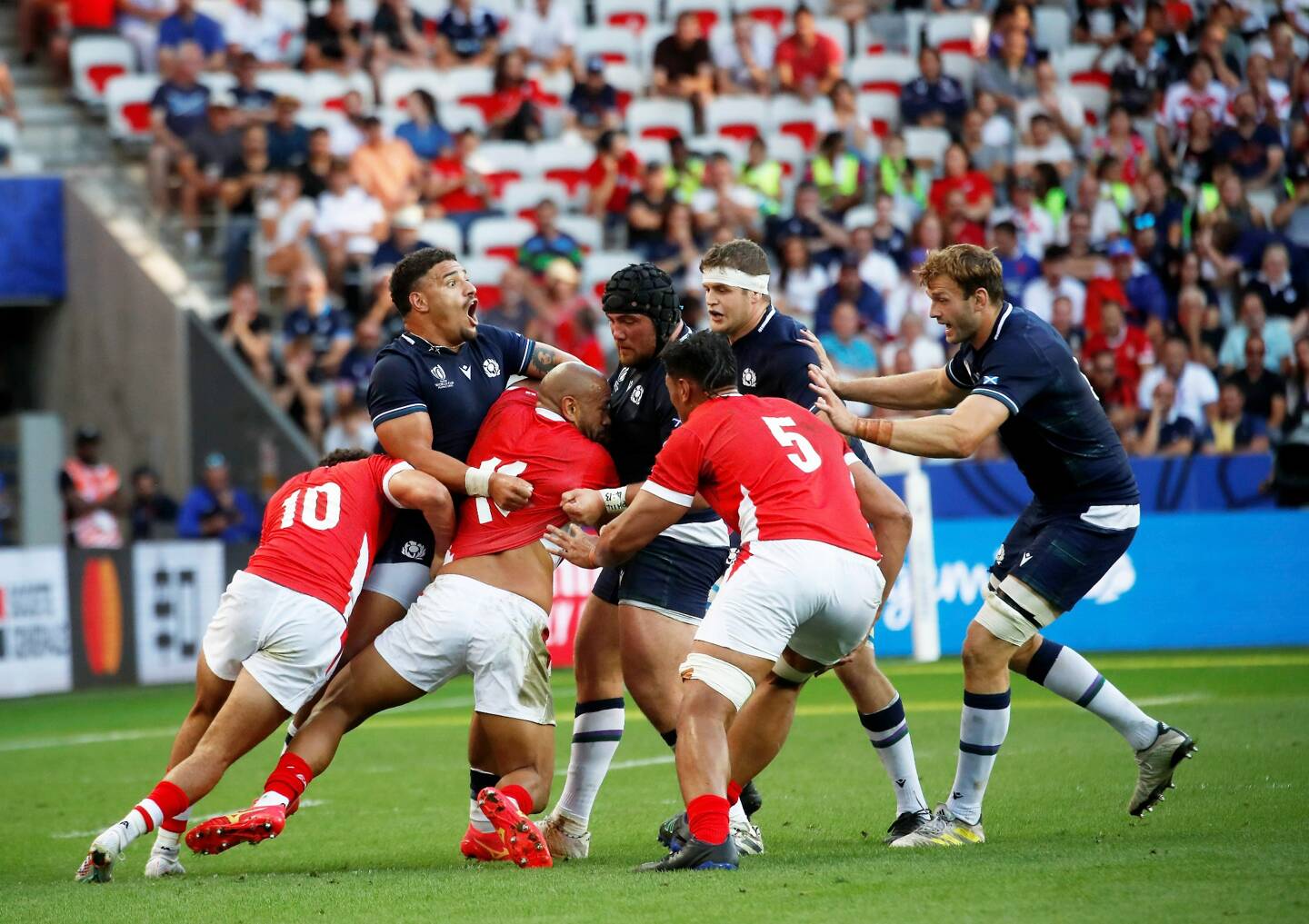  Match de coupe du monde de Rugby, l'Ecosse rencontre le Tonga à Nice au Stade Allianz Riviera. 