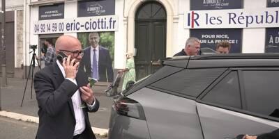 Reportage devant la permanence d'Éric Ciotti à Nice, où des militants saluent la 