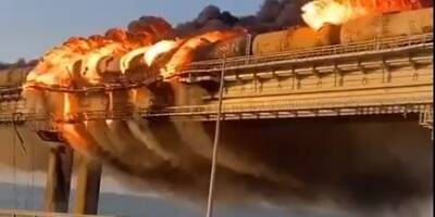 Guerre en Ukraine: spectaculaire incendie du pont de Crimée, point de passage stratégique de l'armée russe