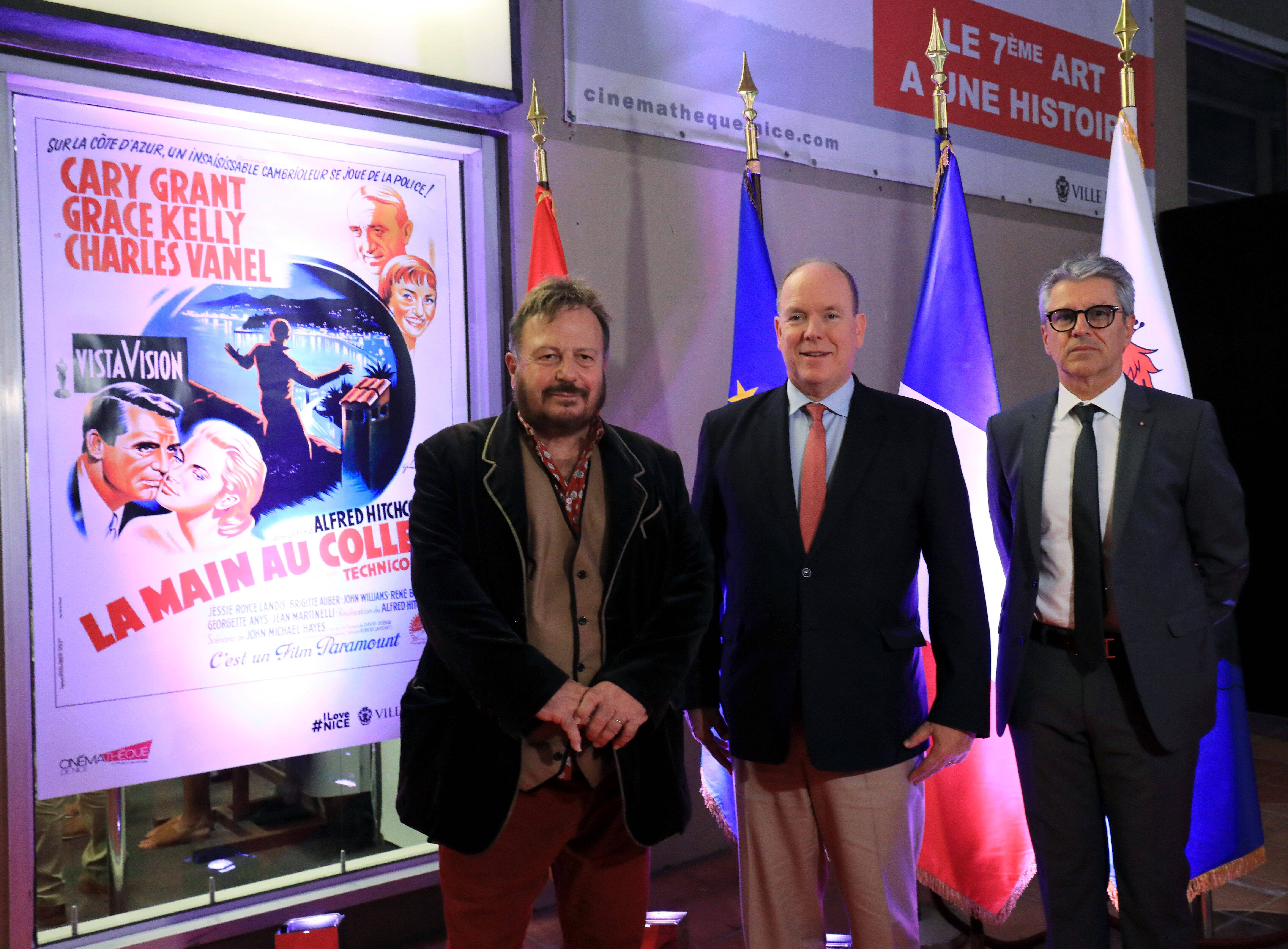Le prince Albert II présent à la projection de "La main au collet" à la cinémathèque de Nice qui rend hommage à Grace Kelly