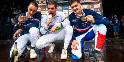 Les Cagnois Loris Vergier et Loïc Bruni sur le podium de la première Coupe du monde de descente