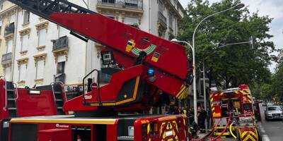 Feu d'appartement à Nice: les pompiers sécurisent le bâtiment
