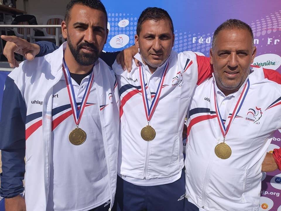 Le trio magique de Draguignan Anthony Kerfah, Mohamed Benmostefa et Fabrice Rouvin sacré champion de France de pétanque