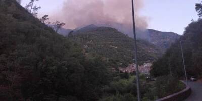 Gros incendie entre Olivetta San Michele et la France, visible depuis les Alpes-Maritimes