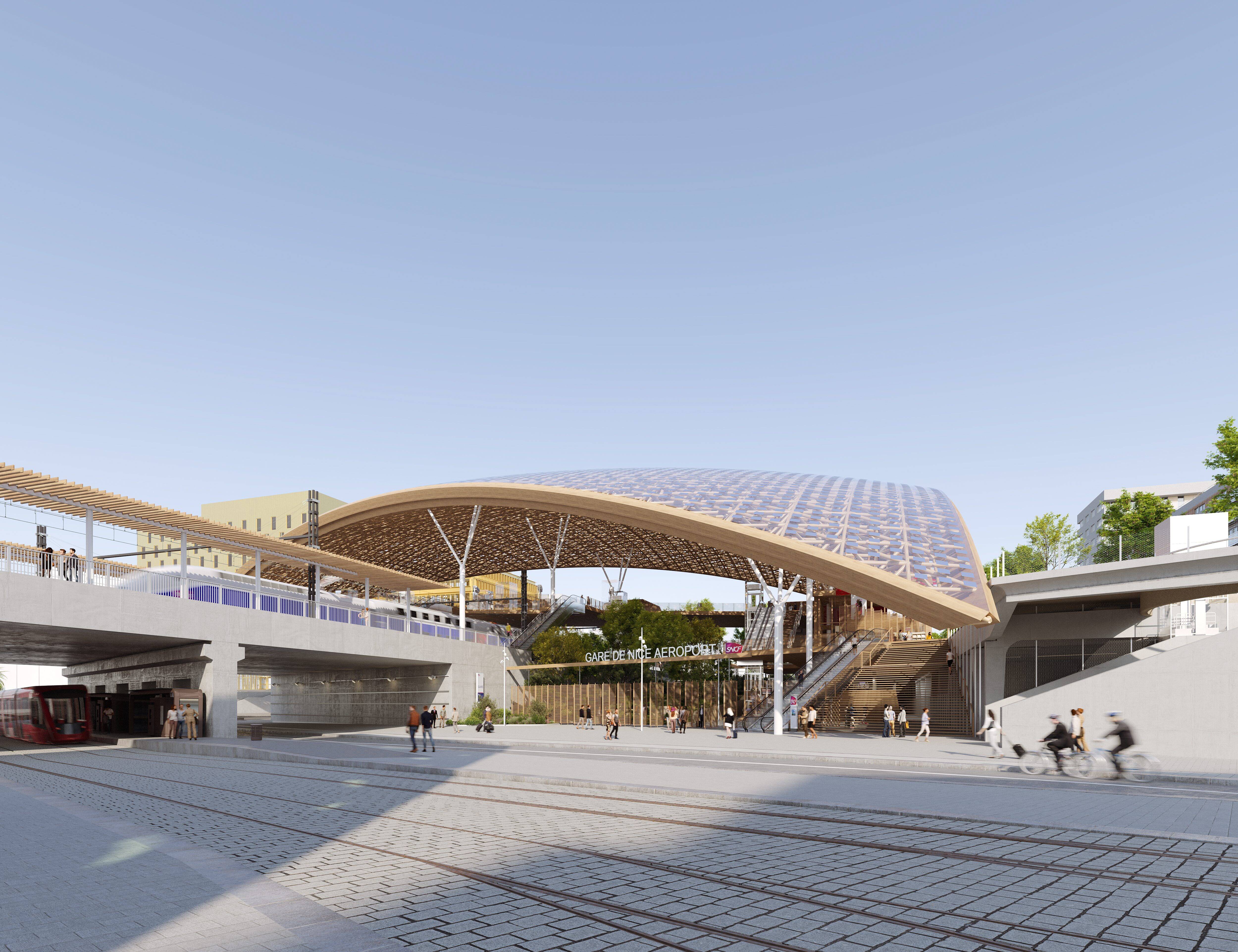 À quoi va ressembler, en 2028, Nice-Aéroport, la première gare bioclimatique d’Europe? Découvrez les images