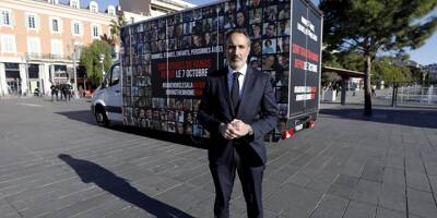 Quel est ce bus à l'effigie des otages israéliens installé place Masséna à Nice?