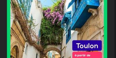 Une compagnie aérienne illustre une offre de voyage pour Toulon... avec une photo de Tunis
