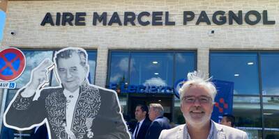 En Provence, une nouvelle aire d'autoroute Marcel-Pagnol inaugurée en présence du petit-fils de l'auteur