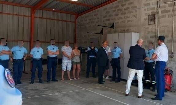 Le préfet Hugues Moutouh en soutien aux collègues de l'adjudant Eric Comyn, le gendarme tué à Mougins