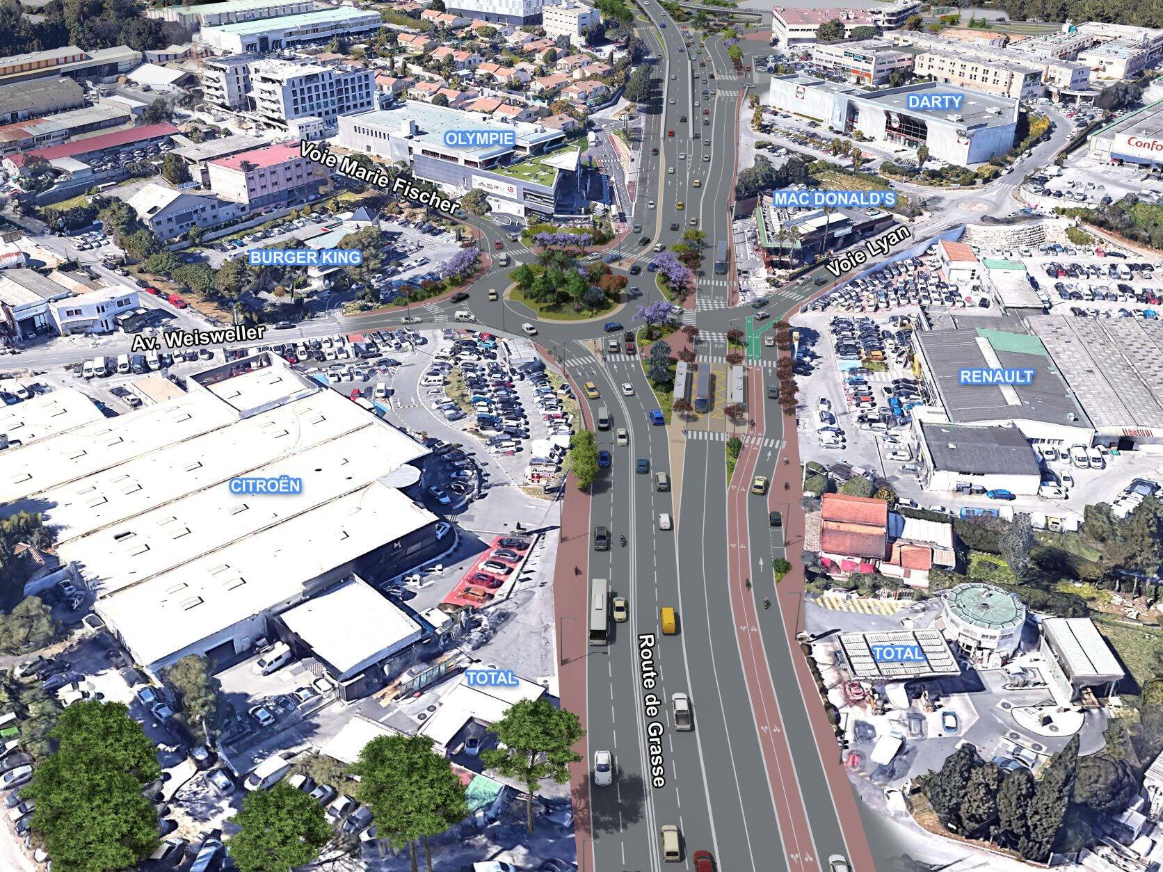 Voilà à quoi ressemblera le chemin Saint-Claude qui mène d'Antibes à l'A8 et Sophia Antipolis