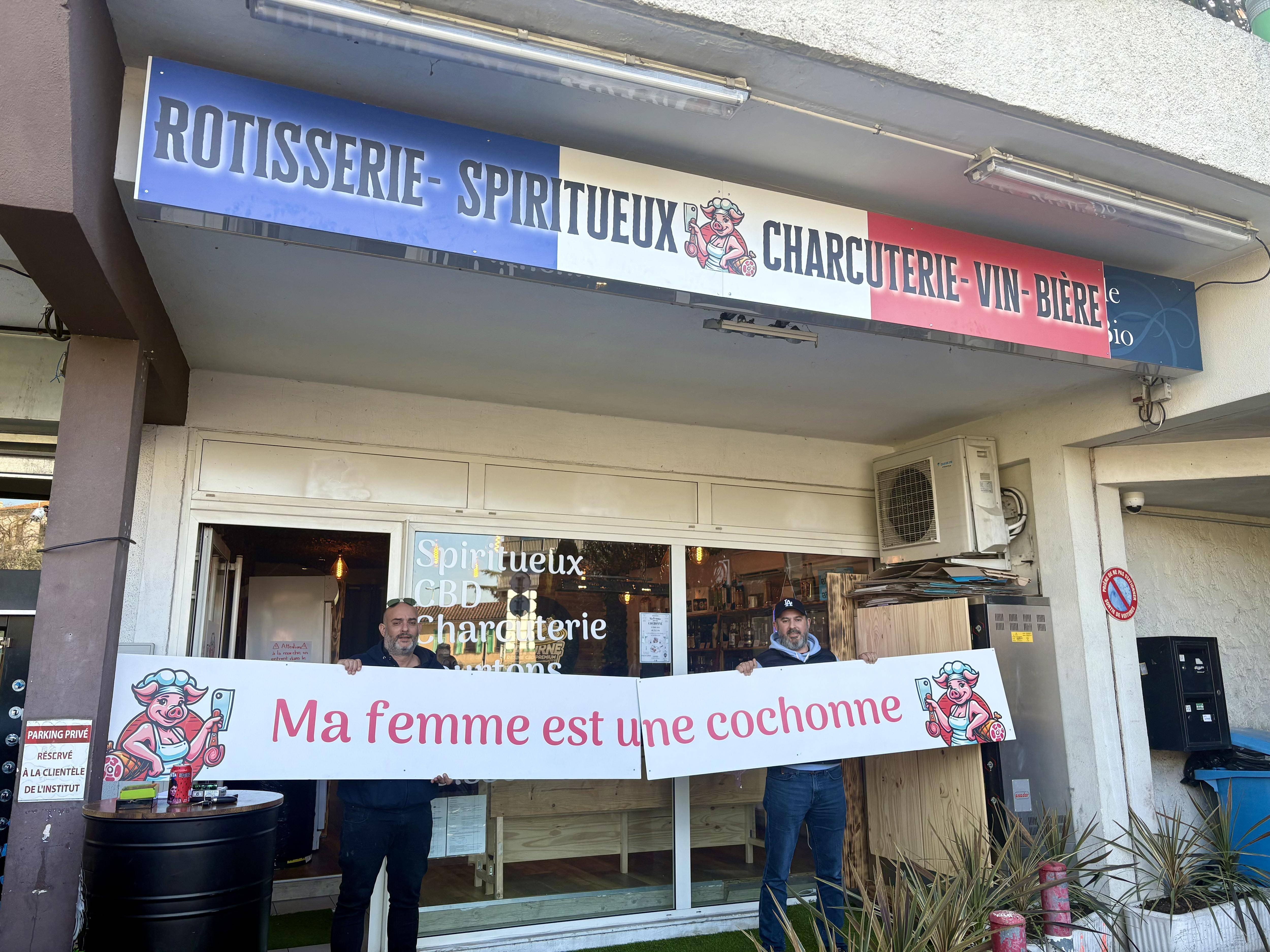 Ils avaient baptisé leur épicerie fine "Ma femme est une cochonne", la Ville de Cannes leur demande de retirer l'enseigne