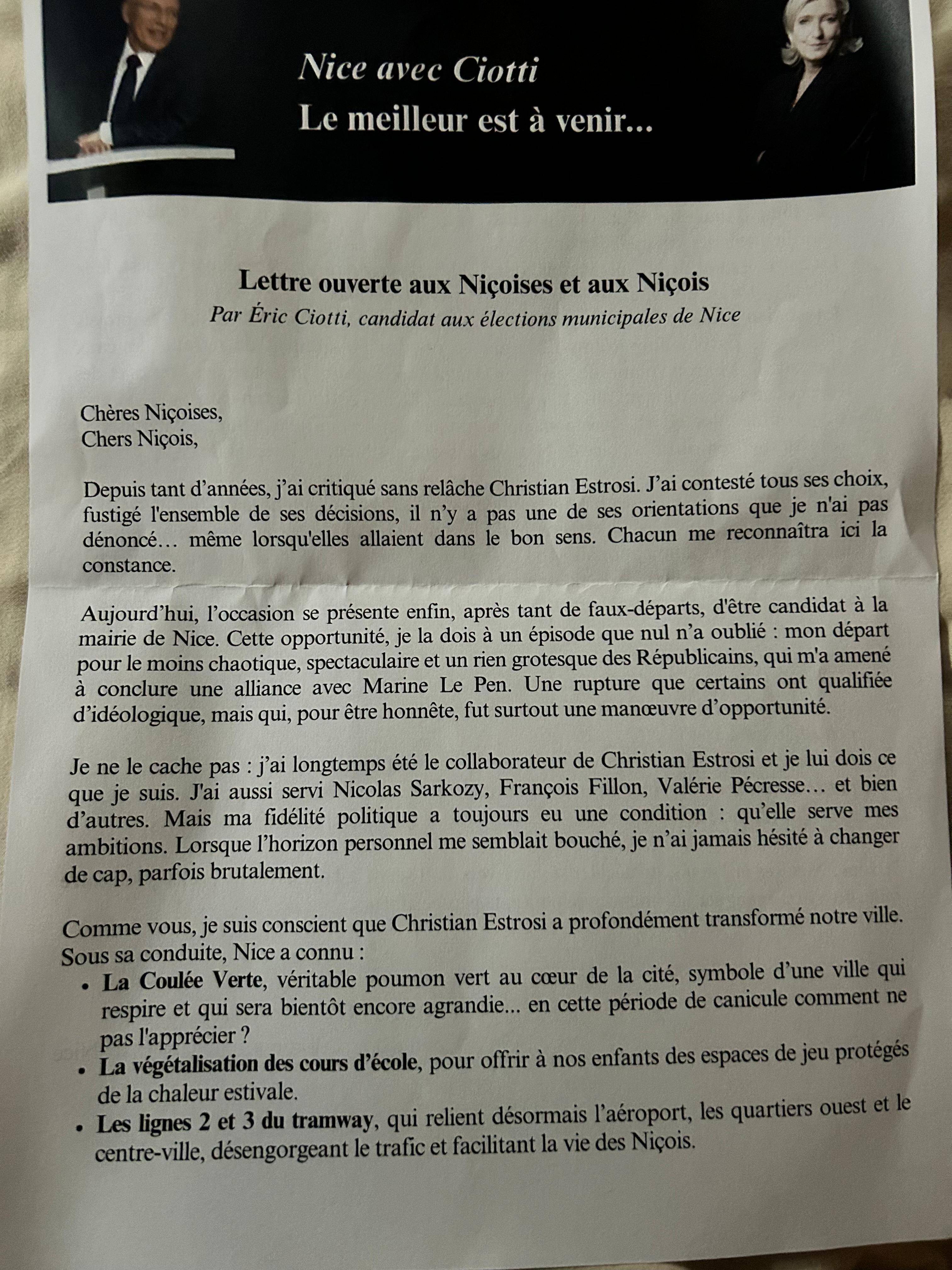 Un faux tract d'Eric Ciotti... à la gloire de Christian Estrosi circule à Nice