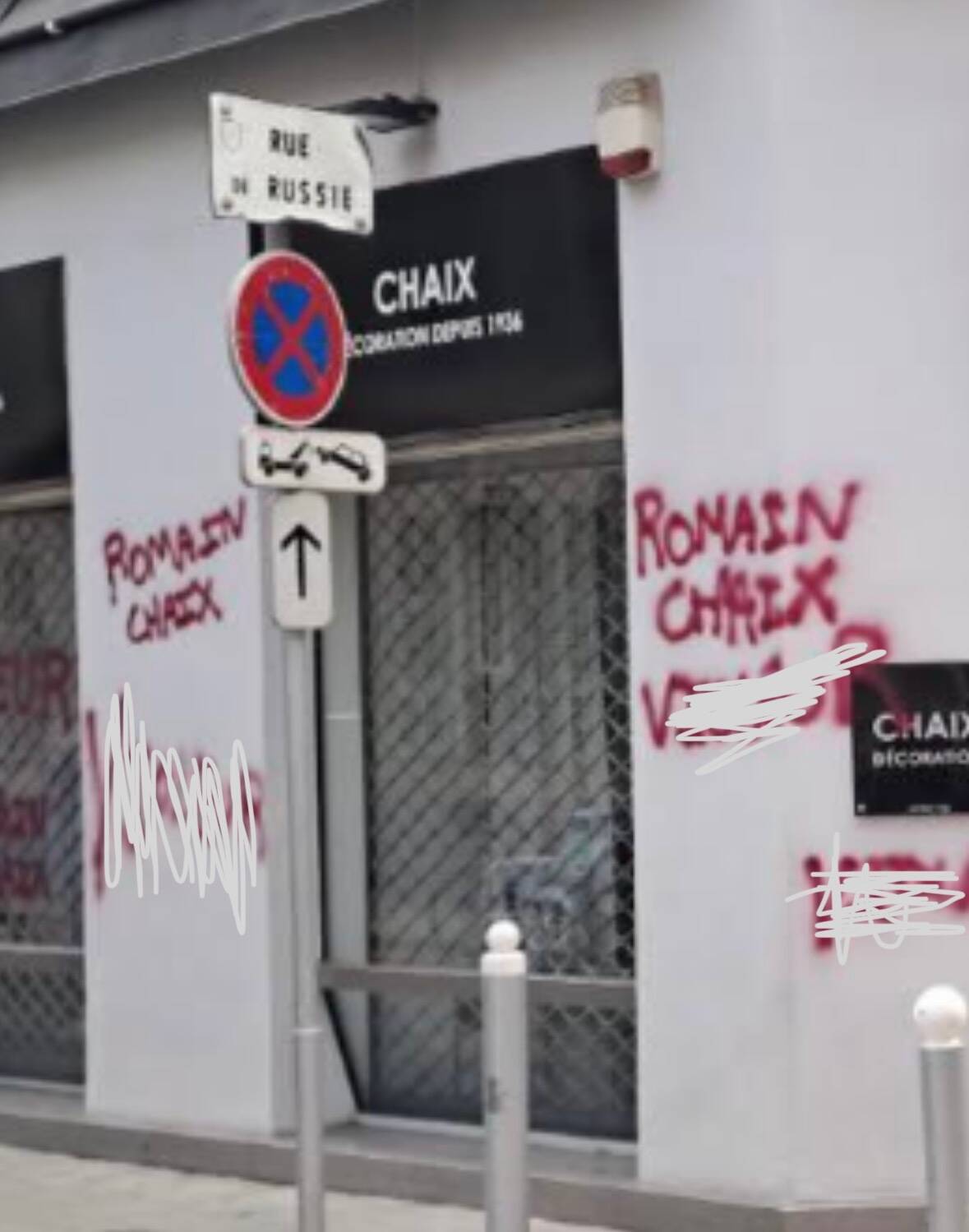La façade du magasin de Bernard Chaix taguée: le député UDR dépose plainte contre X et contre Christian Estrosi pour diffamation