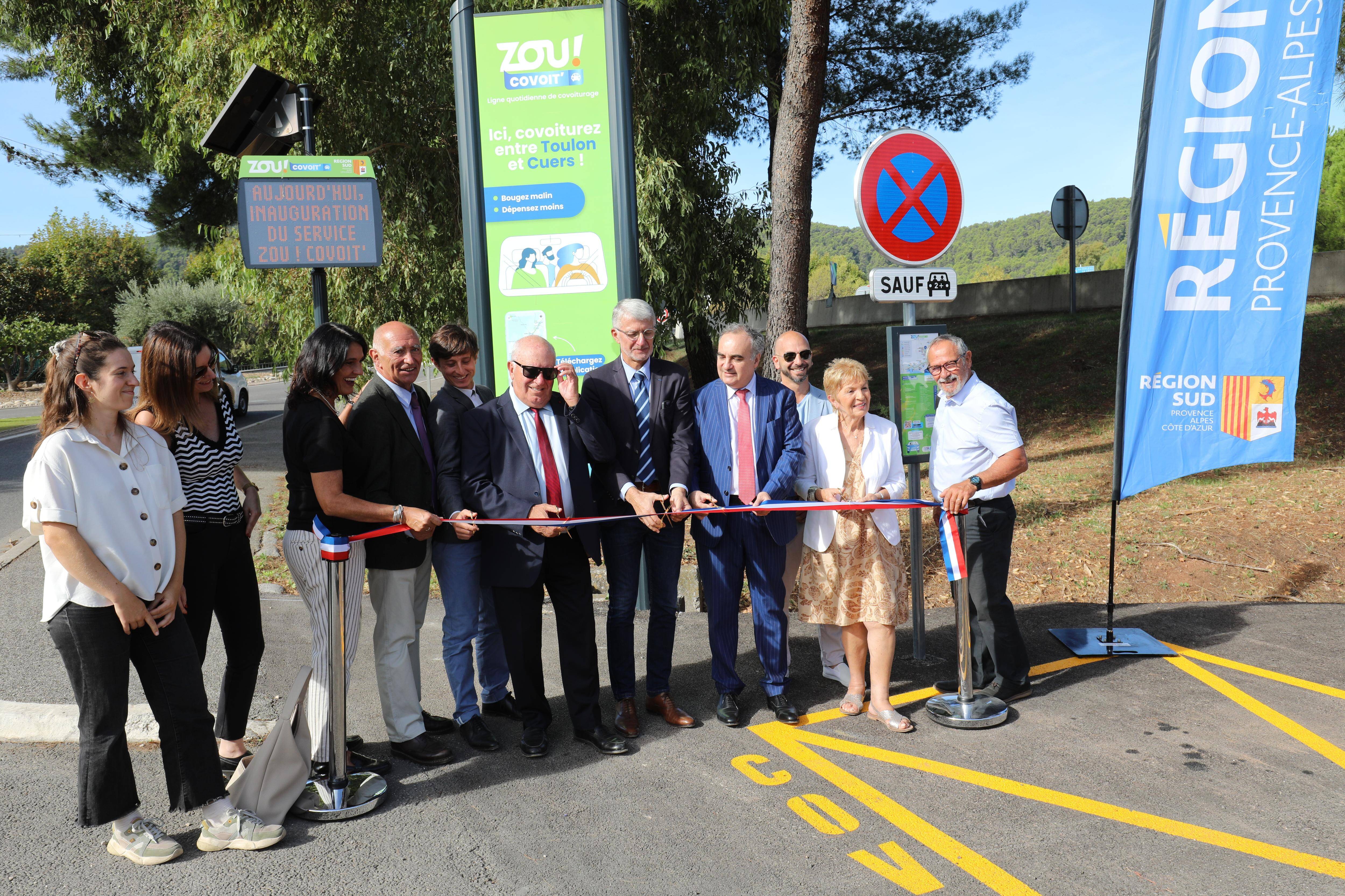 "Partager son trajet, c'est plus malin!": la région inaugure une nouvelle aire de covoiturage à Solliès-Pont