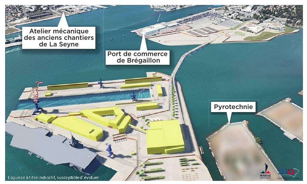 Quinze hectares gagnés sur la mer et un pont pour le futur porte-avions de nouvelle génération