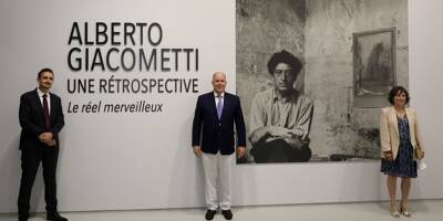 Le prince Albert II inaugure l'exposition Giacometti au Grimaldi Forum de Monaco