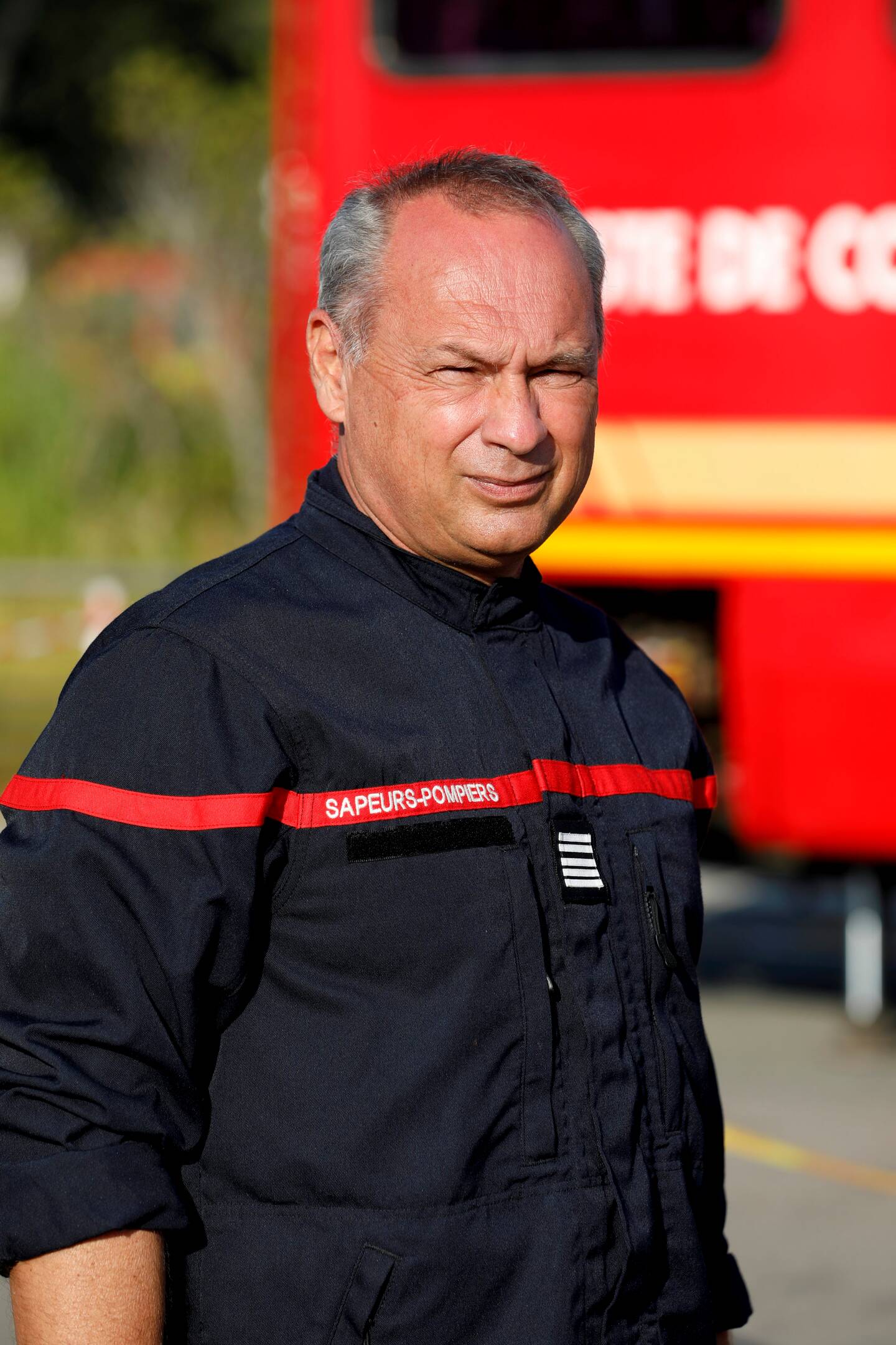 Colonel Éric Grohin, patron des pompiers varois, au PC du Luc.